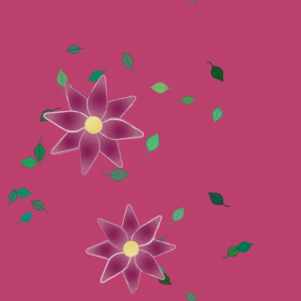 Composition Design Avec Fleurs Simples Feuilles Vertes Illustration Vectorielle — Image vectorielle