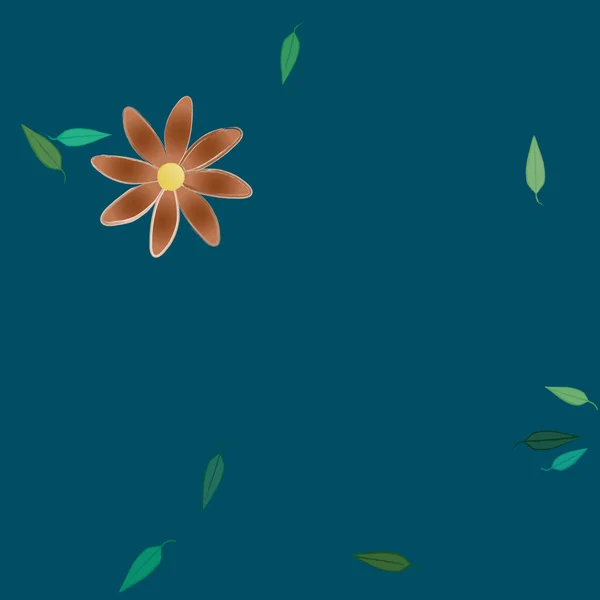 Composition Design Avec Fleurs Simples Feuilles Vertes Illustration Vectorielle — Image vectorielle