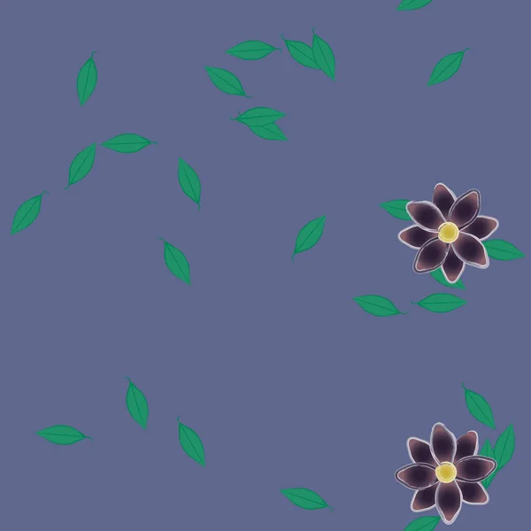 Illustration Vectorielle Pétales Fleurs Été Avec Feuilles Fond Botanique — Image vectorielle