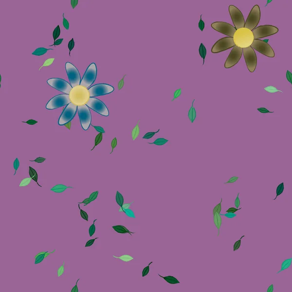 Composition Design Avec Fleurs Simples Feuilles Vertes Illustration Vectorielle — Image vectorielle