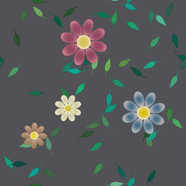 Composição Design Com Flores Folhas Ilustração Vetorial — Vetor de Stock