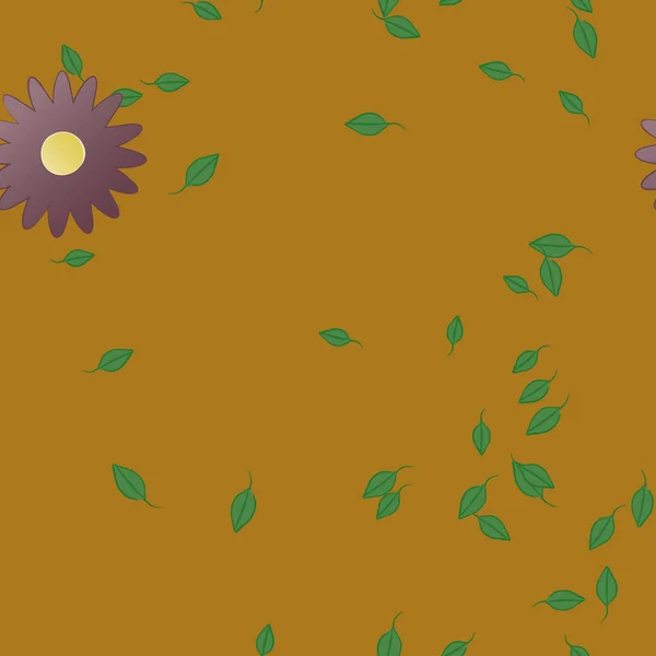 Composition Design Avec Fleurs Simples Feuilles Vertes Illustration Vectorielle — Image vectorielle