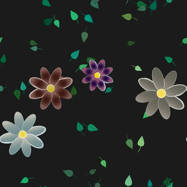 Designkomposition Mit Blumen Und Blättern Vektorillustration — Stockvektor