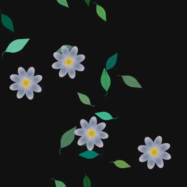 Vektor Illustration Sommar Blommor Kronblad Med Blad Botanisk Bakgrund — Stock vektor