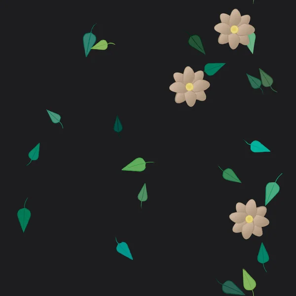 Illustration Vectorielle Pétales Fleurs Été Avec Feuilles Fond Botanique — Image vectorielle