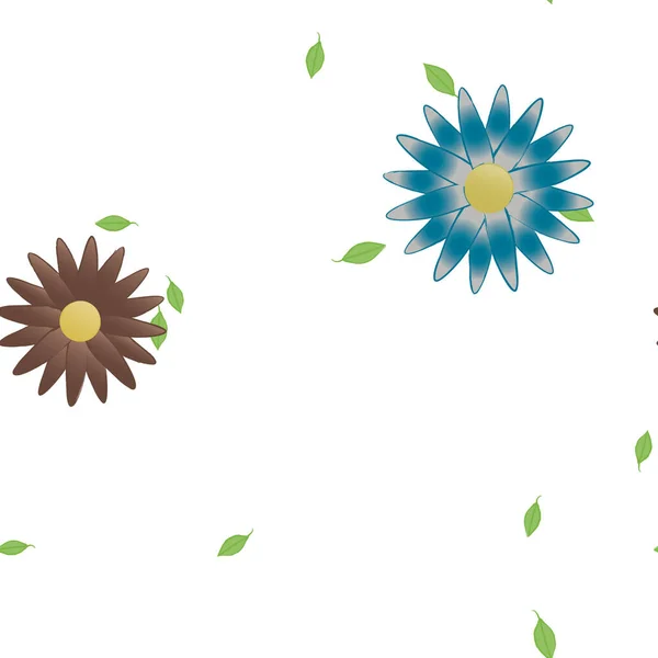 Composition Design Avec Fleurs Simples Feuilles Vertes Illustration Vectorielle — Image vectorielle