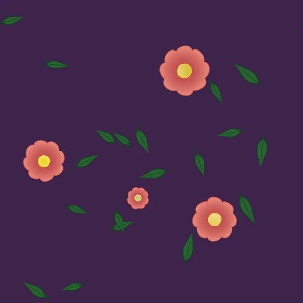 Vector Ilustración Flores Verano Pétalos Con Hojas Fondo Botánico — Archivo Imágenes Vectoriales