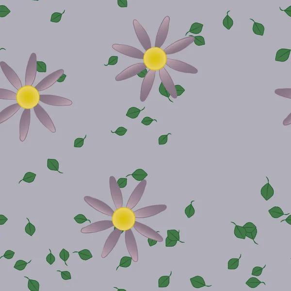 Composição Design Com Flores Simples Folhas Verdes Ilustração Vetorial — Vetor de Stock