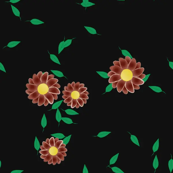 Vector Ilustración Flores Verano Pétalos Con Hojas Fondo Botánico — Archivo Imágenes Vectoriales