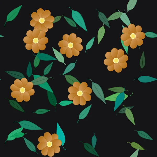 Vektor Illustration Sommar Blommor Kronblad Med Blad Botanisk Bakgrund — Stock vektor