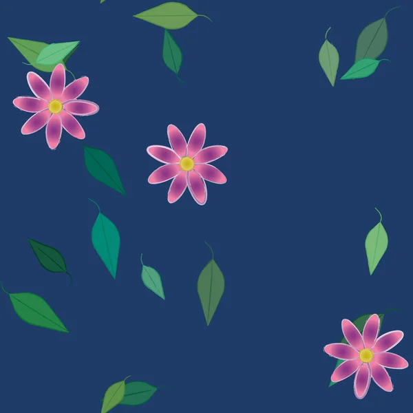 Composition Design Avec Fleurs Simples Feuilles Vertes Illustration Vectorielle — Image vectorielle