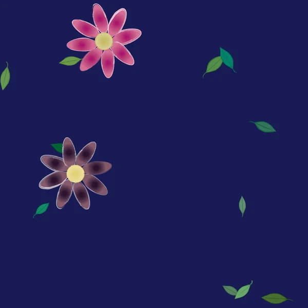 Composition Design Avec Fleurs Simples Feuilles Vertes Illustration Vectorielle — Image vectorielle