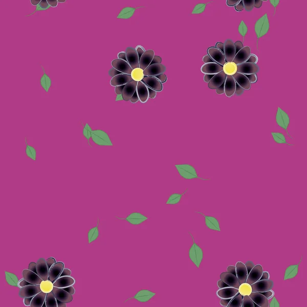 Vector Ilustración Flores Verano Pétalos Con Hojas Fondo Botánico — Vector de stock