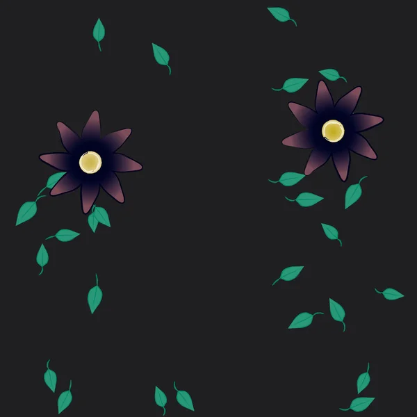 Illustration Vectorielle Pétales Fleurs Été Avec Feuilles Fond Botanique — Image vectorielle