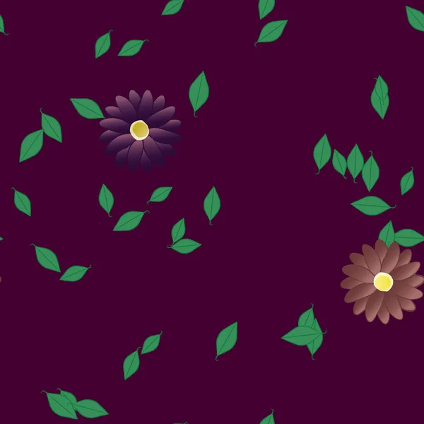 Illustration Vectorielle Pétales Fleurs Été Avec Feuilles Fond Botanique — Image vectorielle