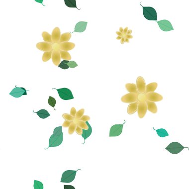 Yapraklı çiçek yapraklarının vektör çizimi, botanik arka plan