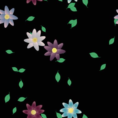 Çiçek ve yapraklı tasarım kompozisyonu, vektör illüstrasyonu