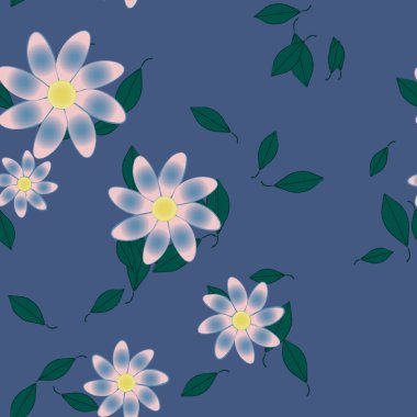 Yapraklı çiçek yapraklarının vektör çizimi, botanik arka plan