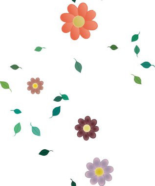 Yapraklı çiçek yapraklarının vektör çizimi, botanik arka plan