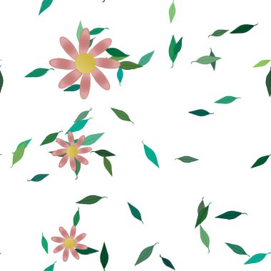 Çiçek ve yapraklı tasarım kompozisyonu, vektör illüstrasyonu