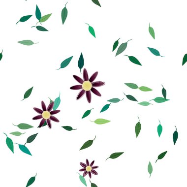 Yapraklı çiçek yapraklarının vektör çizimi, botanik arka plan