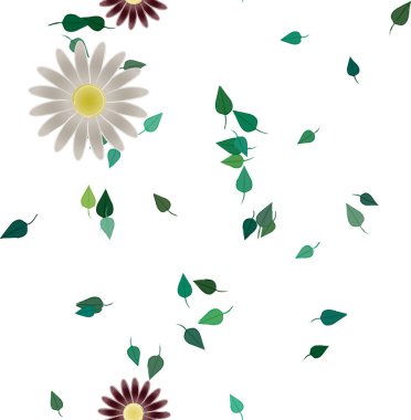 Yapraklı çiçek yapraklarının vektör çizimi, botanik arka plan