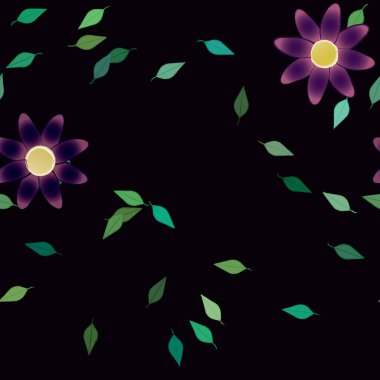 Yapraklı çiçek yapraklarının vektör çizimi, botanik arka plan