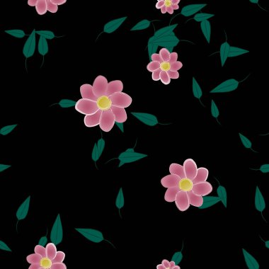 Yapraklı çiçek yapraklarının vektör çizimi, botanik arka plan