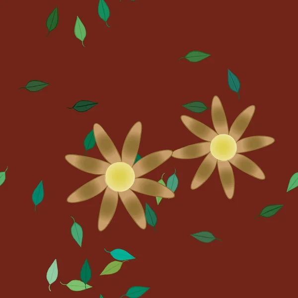 Vector Ilustración Flores Verano Pétalos Con Hojas Fondo Botánico — Vector de stock