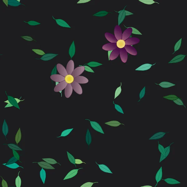 Vektor Illustration Sommar Blommor Kronblad Med Blad Botanisk Bakgrund — Stock vektor