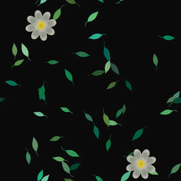 Vektor Illustration Sommar Blommor Kronblad Med Blad Botanisk Bakgrund — Stock vektor