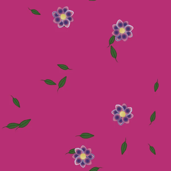 Vector Ilustración Flores Verano Pétalos Con Hojas Fondo Botánico — Archivo Imágenes Vectoriales