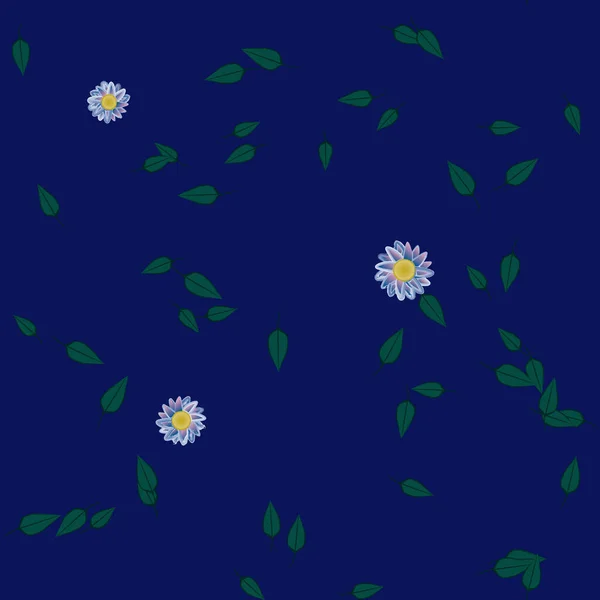 Vector Ilustración Flores Verano Pétalos Con Hojas Fondo Botánico — Archivo Imágenes Vectoriales