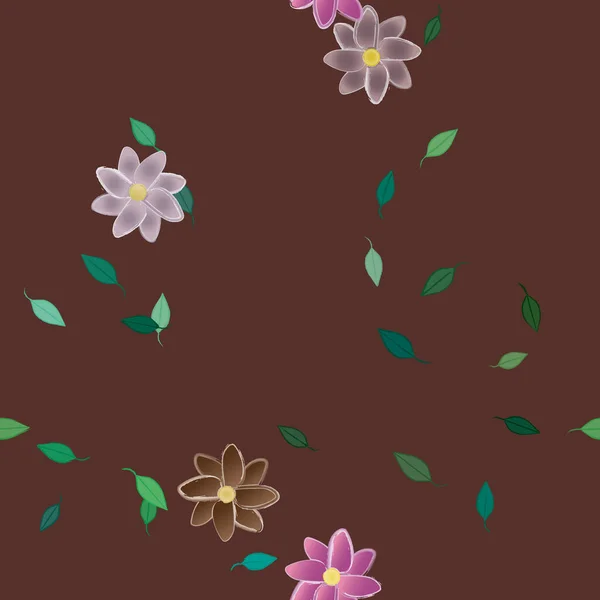 Illustration Vectorielle Pétales Fleurs Été Avec Feuilles Fond Botanique — Image vectorielle