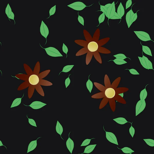 Vector Ilustración Flores Verano Pétalos Con Hojas Fondo Botánico — Archivo Imágenes Vectoriales