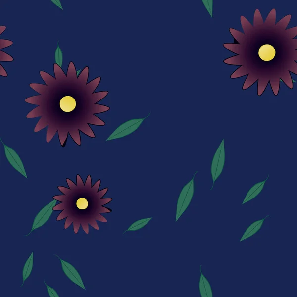 Vector Ilustración Flores Verano Pétalos Con Hojas Fondo Botánico — Archivo Imágenes Vectoriales