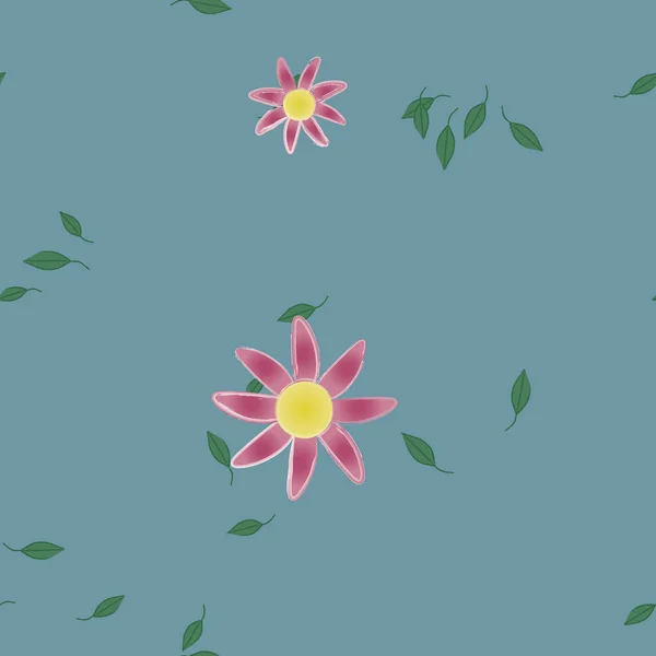 Composition Design Avec Fleurs Simples Feuilles Vertes Illustration Vectorielle — Image vectorielle