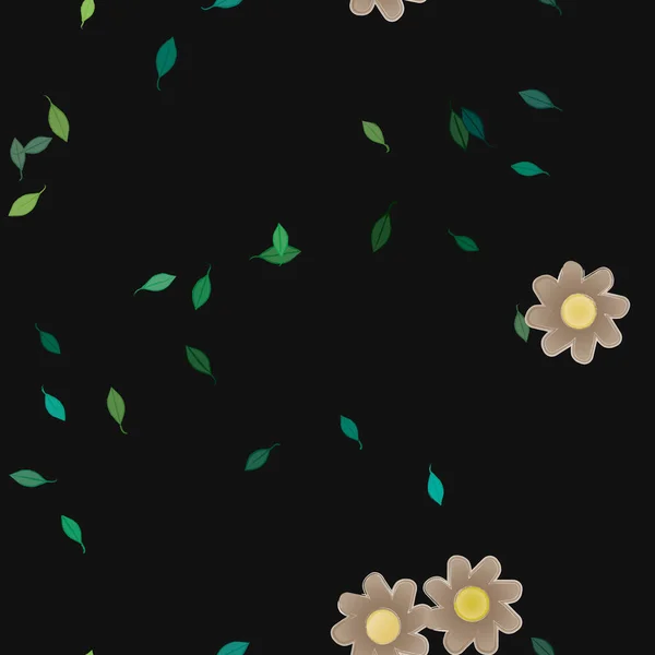 Composition Design Avec Fleurs Simples Feuilles Vertes Illustration Vectorielle — Image vectorielle