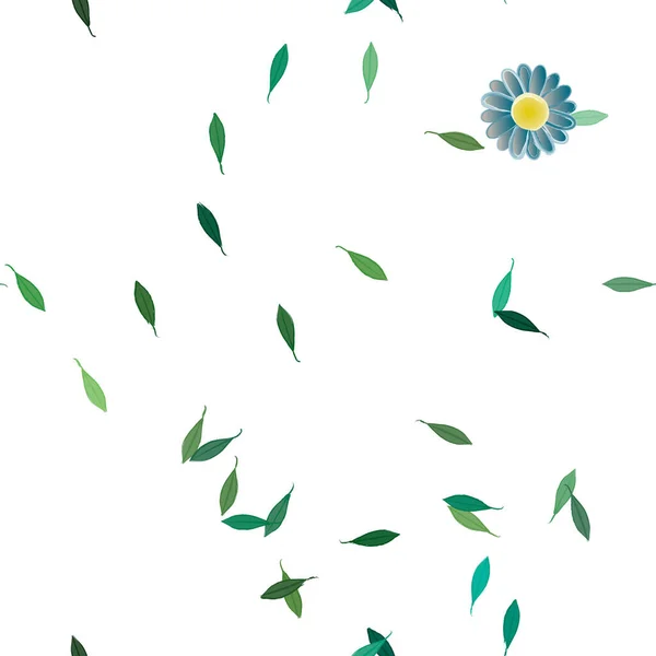 Vector Ilustración Flores Verano Pétalos Con Hojas Fondo Botánico — Vector de stock