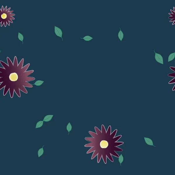 Vector Illustratie Van Zomerbloemen Bloemblaadjes Met Bladeren Botanische Achtergrond — Stockvector