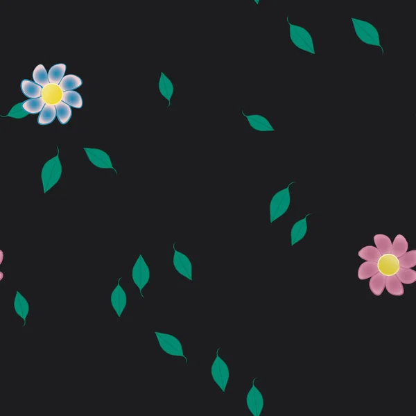 Ontwerp Compositie Met Bloemen Bladeren Vector Illustratie — Stockvector