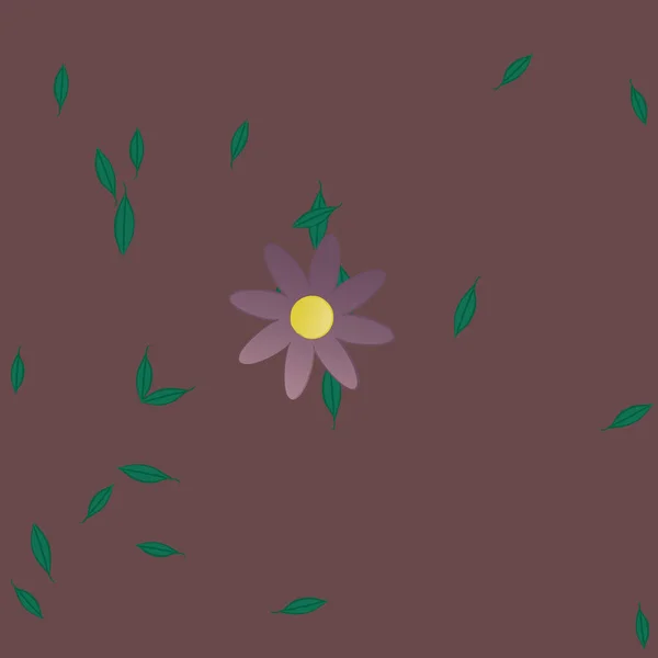 Composición Diseño Con Flores Simples Hojas Verdes Ilustración Vectorial — Archivo Imágenes Vectoriales