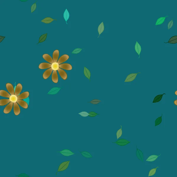 Illustration Vectorielle Pétales Fleurs Été Avec Feuilles Fond Botanique — Image vectorielle