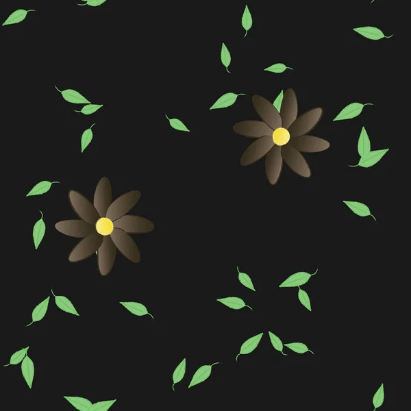 Vector Ilustración Flores Verano Pétalos Con Hojas Fondo Botánico — Vector de stock