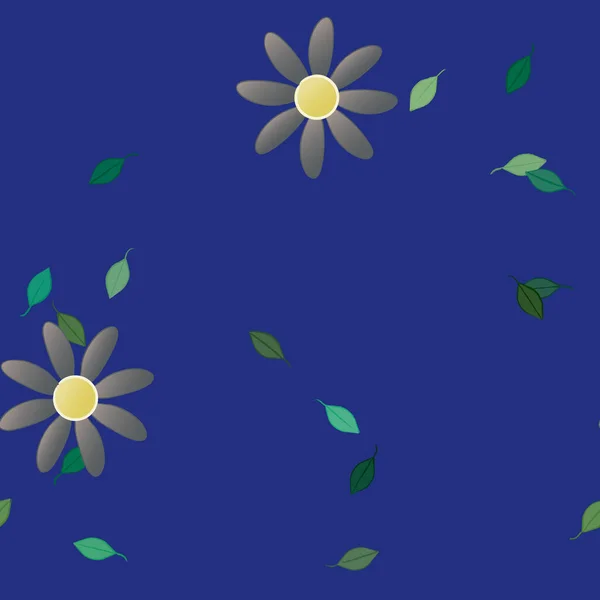 Ontwerp Compositie Met Eenvoudige Bloemen Groene Bladeren Vector Illustratie — Stockvector