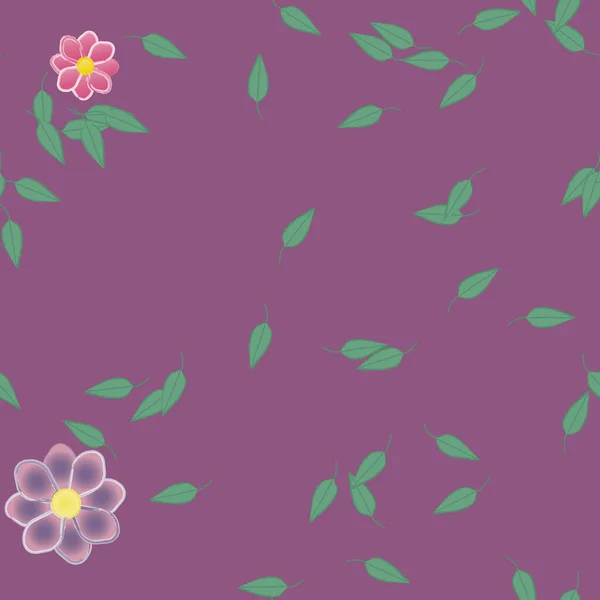 Composição Design Com Flores Simples Folhas Verdes Ilustração Vetorial — Vetor de Stock