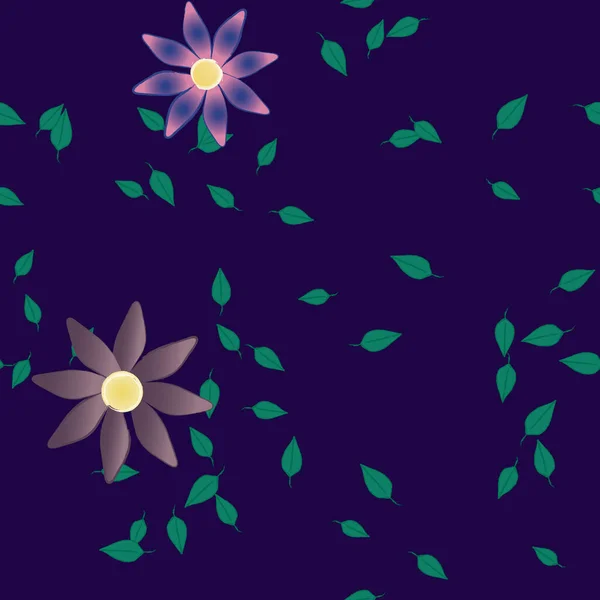 Illustration Vectorielle Pétales Fleurs Été Avec Feuilles Fond Botanique — Image vectorielle