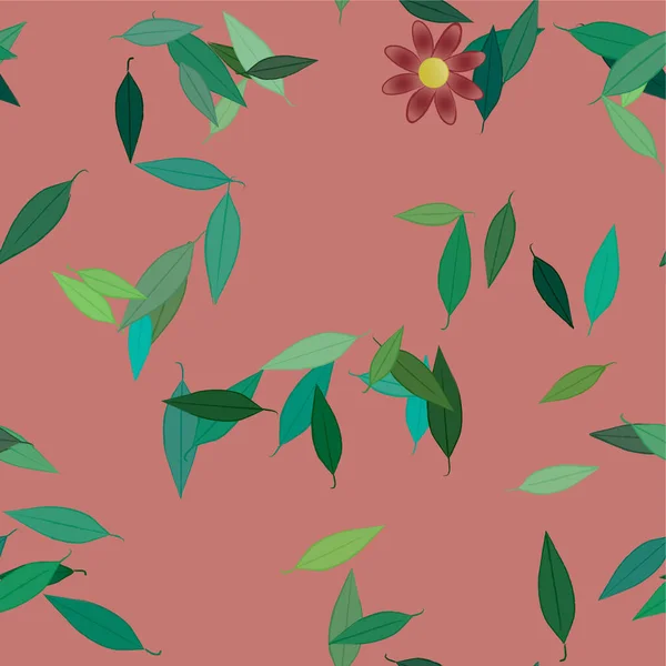 Composição Bonita Com Flores Coloridas Simples Folhas Verdes Ilustração Vetorial — Vetor de Stock