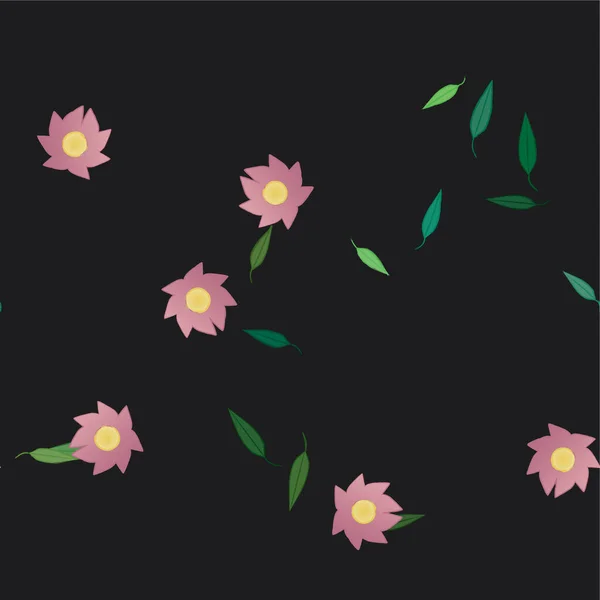 Composição Bonita Com Flores Coloridas Simples Folhas Verdes Ilustração Vetorial — Vetor de Stock