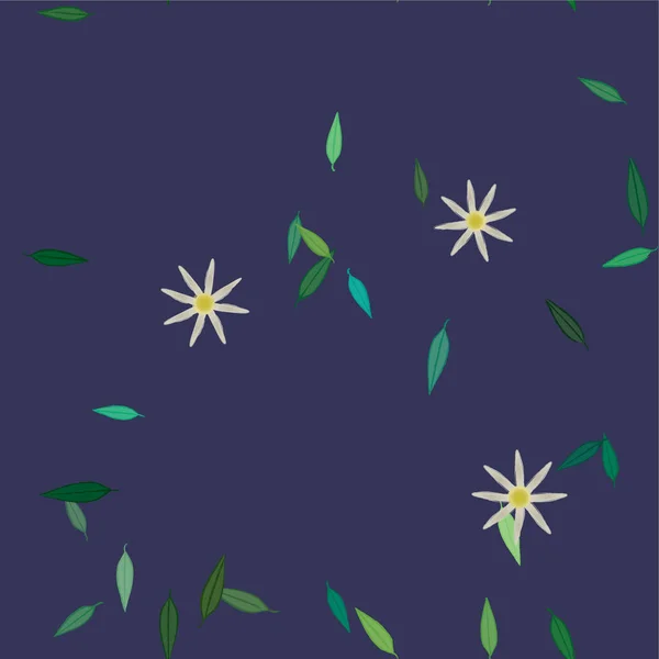Красива Композиція Простими Кольоровими Квітами Зеленим Листям Векторні Ілюстрації — стоковий вектор
